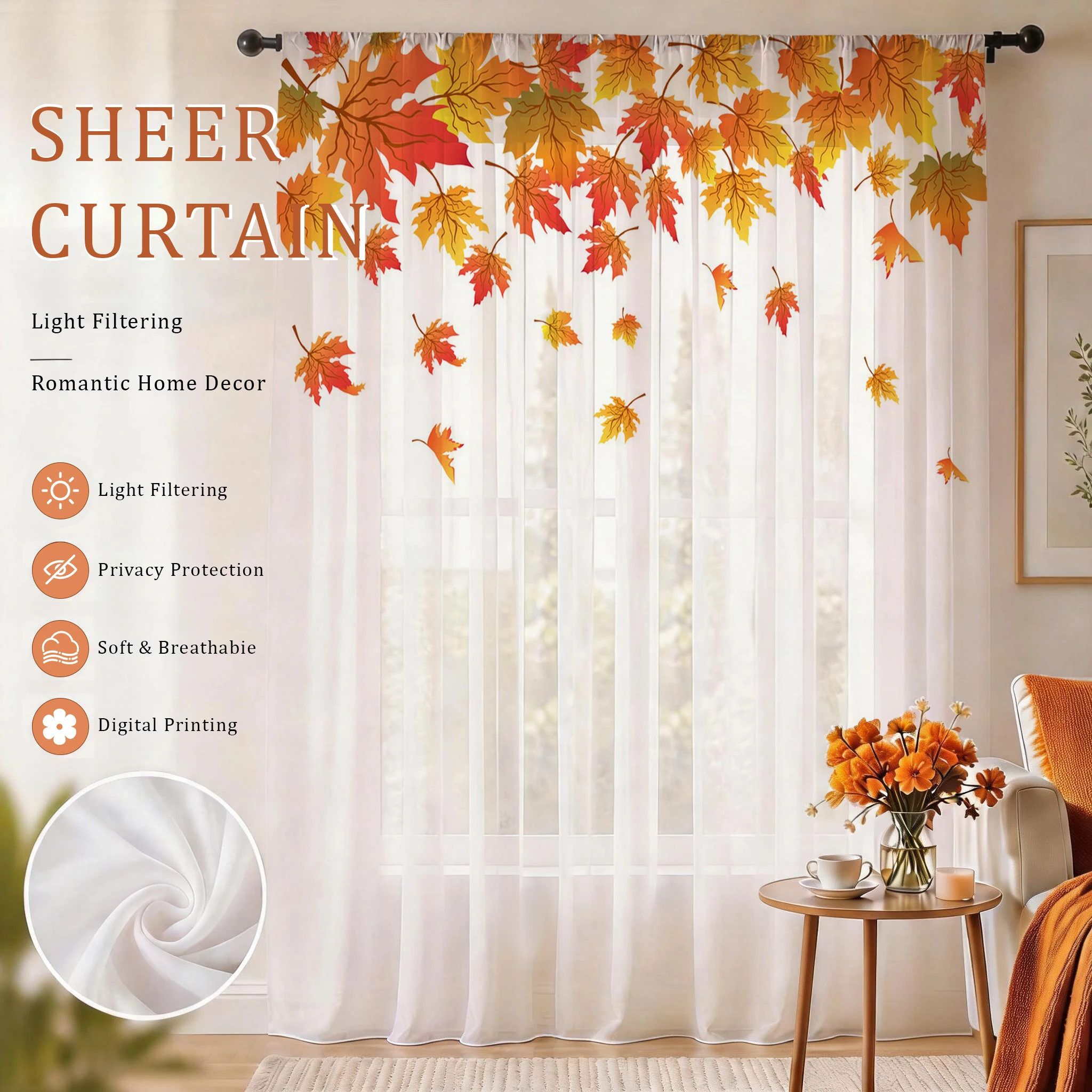 Curtain Sheer Voile - Esdoornblad Modern Gradient Sheer Gordijn, Goede