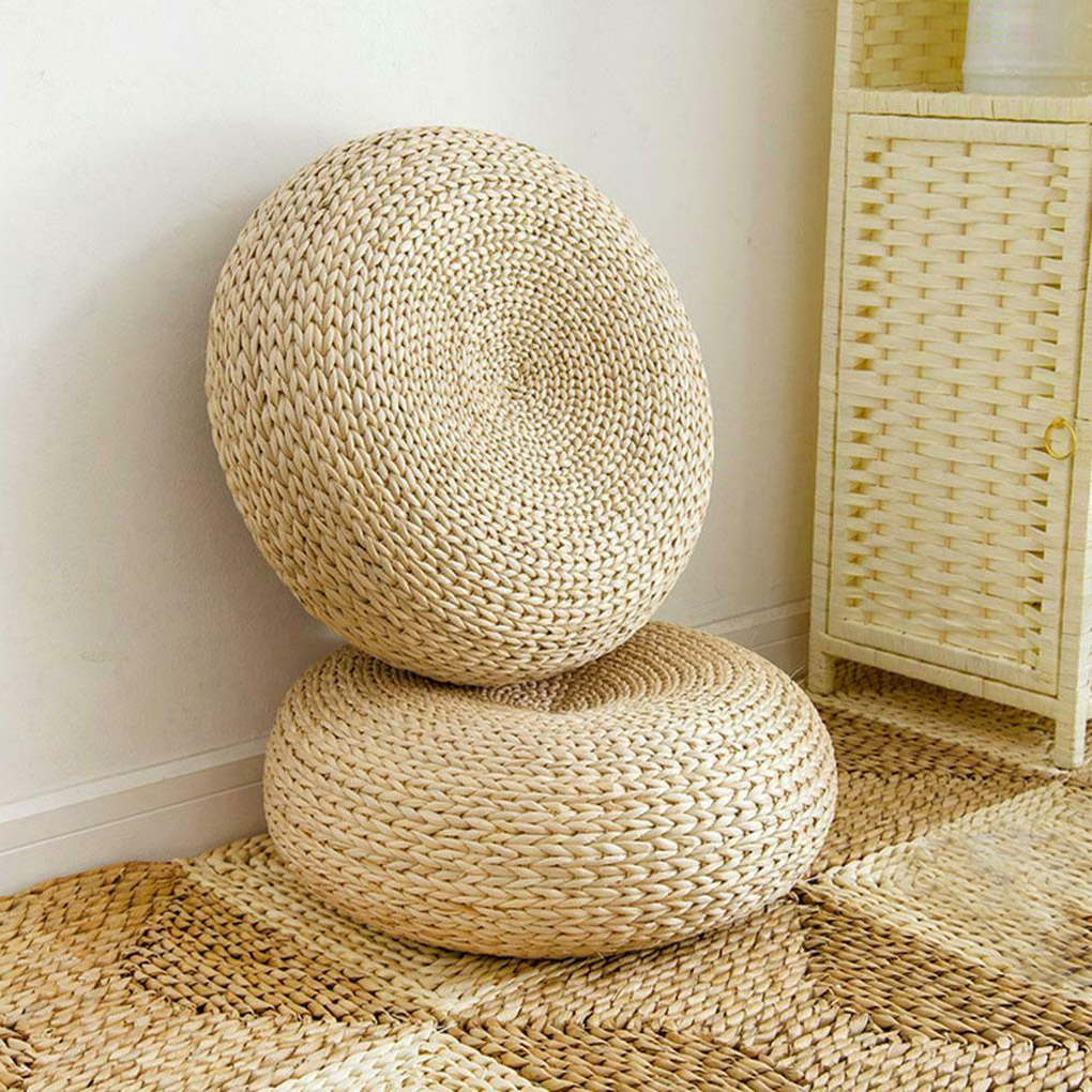 Japanese Home Textiles - Natuurlijk stro ronde poef handgemaakt geweven