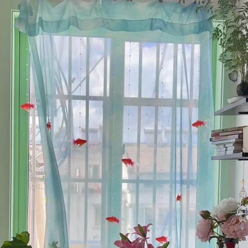 Curtain Sheer Voile - Lichtblauw effen transparant voile raamgordijn, lichtfilterend,