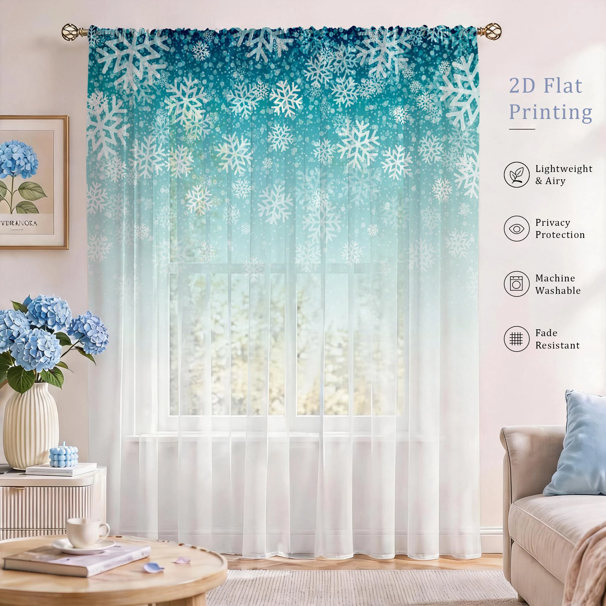 Curtain Sheer Voile - Floral Gradient Sheer Curtain, goede kwaliteit