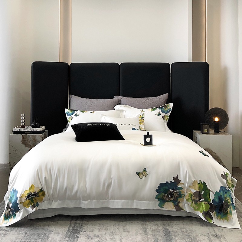 Home Textiles Super Soft - Borduurwerk Wit 800tc Egyptisch Katoen Zijdezacht