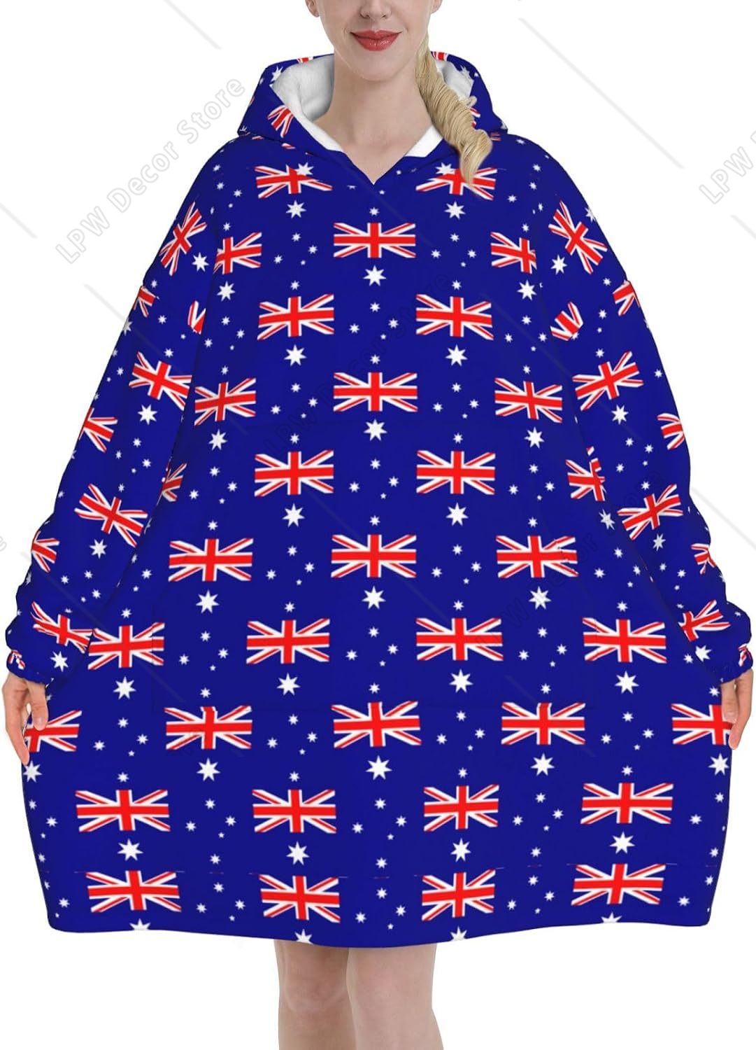 Home Textiles Australia - Oversized flanellen draagbare dekenhoodie voor volwassenen