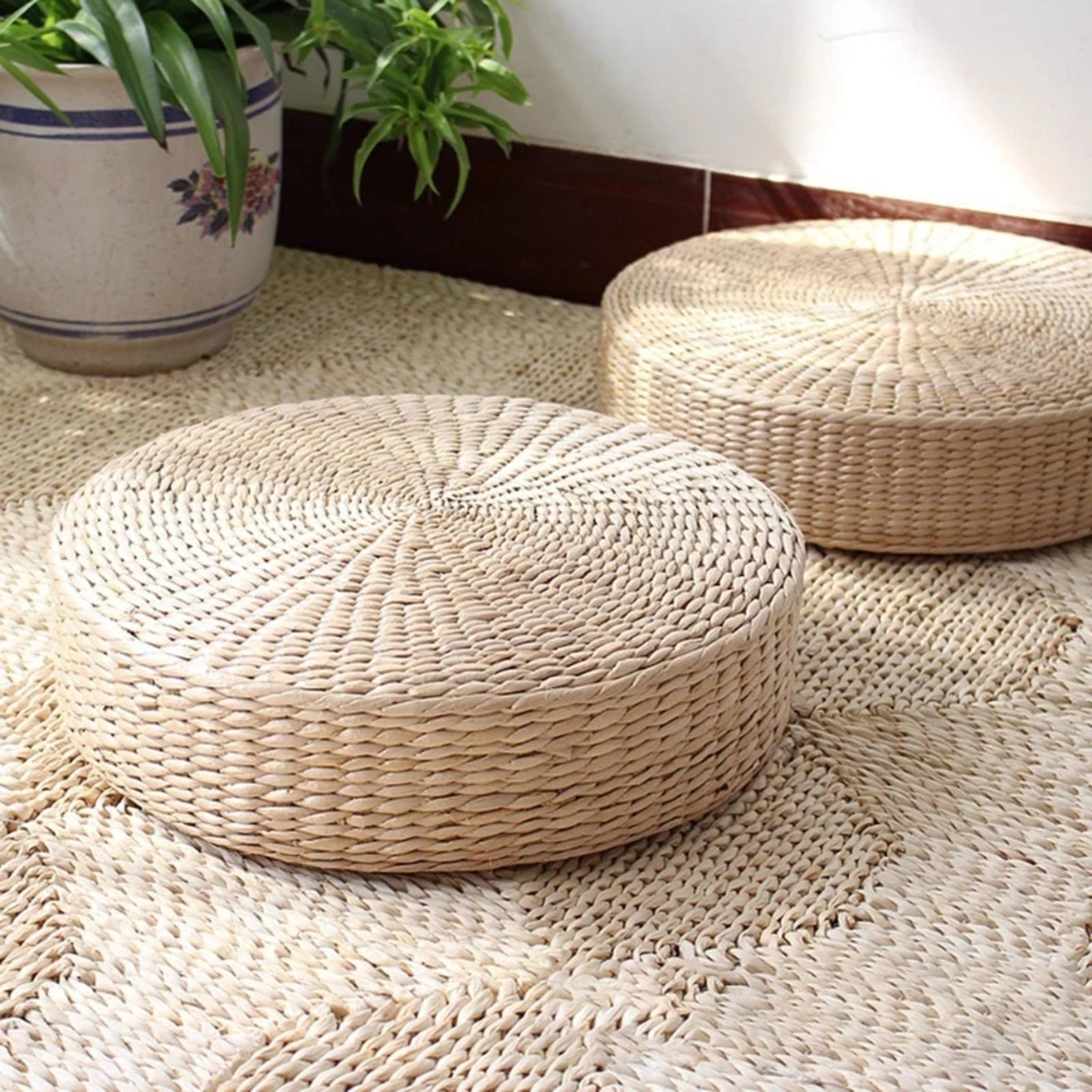 Natuurlijk stro ronde poef han - Japanese Home Textiles recensie en prijs