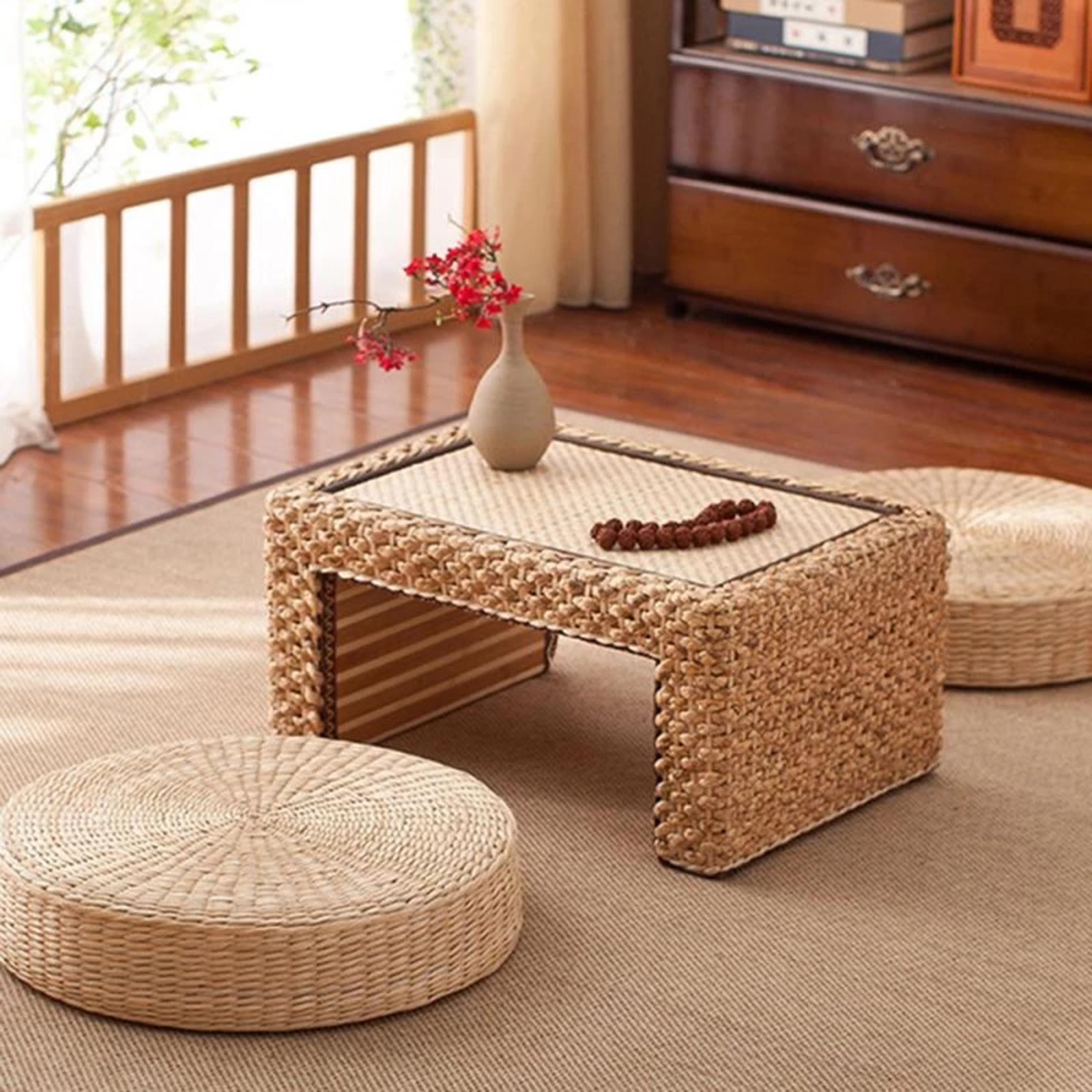 Natuurlijk stro ronde poef han - Japanese Home Textiles recensie en prijs