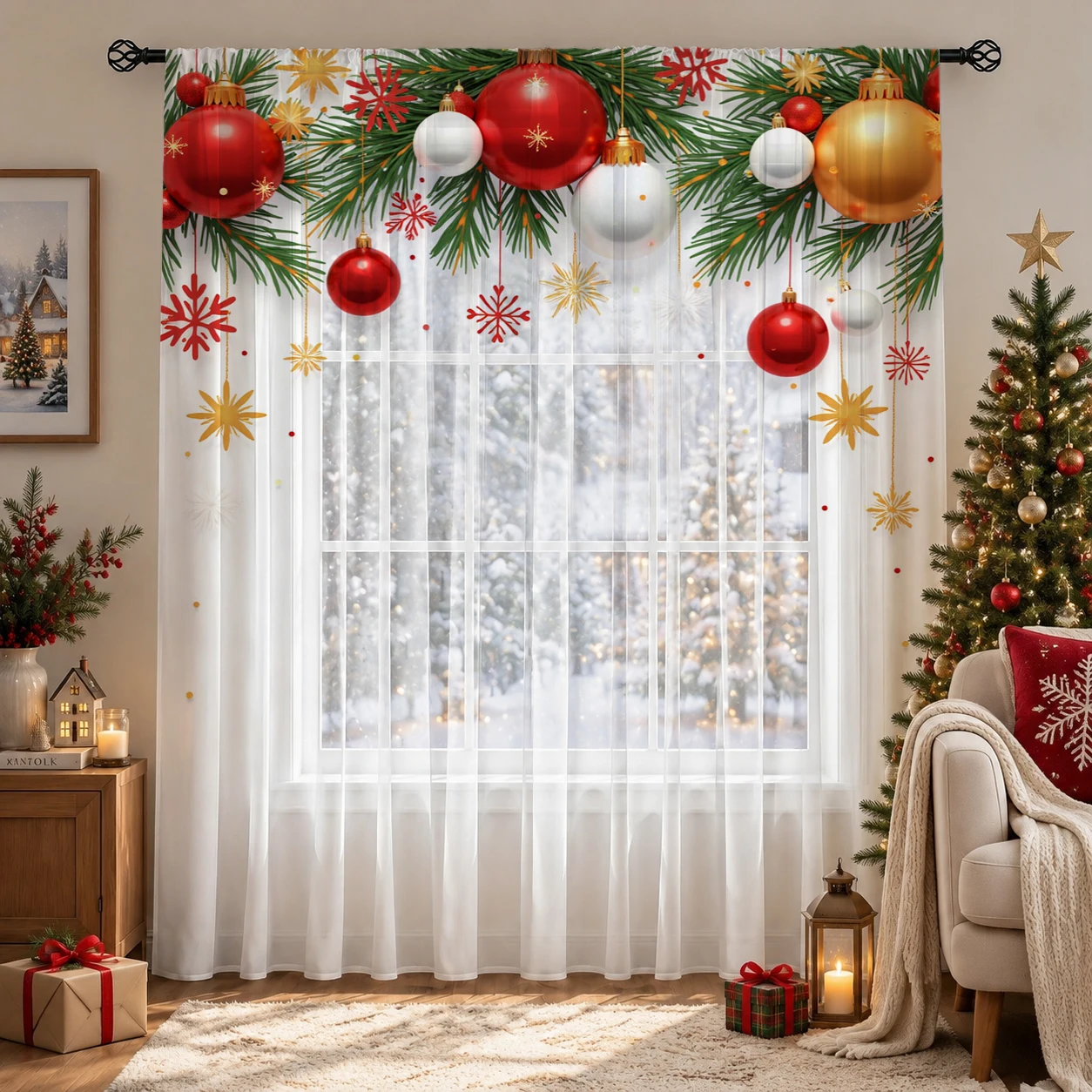 Kerstdag Gradient Sheer Gordij - Curtain Sheer Voile recensie en prijs