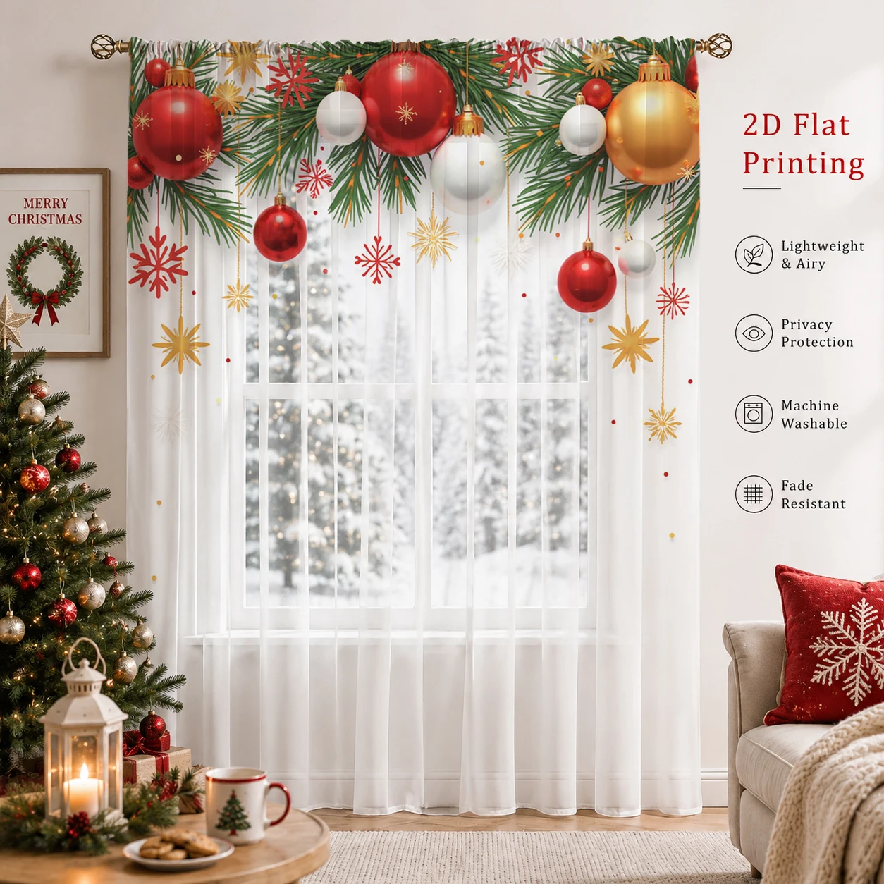 Kerstdag Gradient Sheer Gordij - Curtain Sheer Voile recensie en prijs