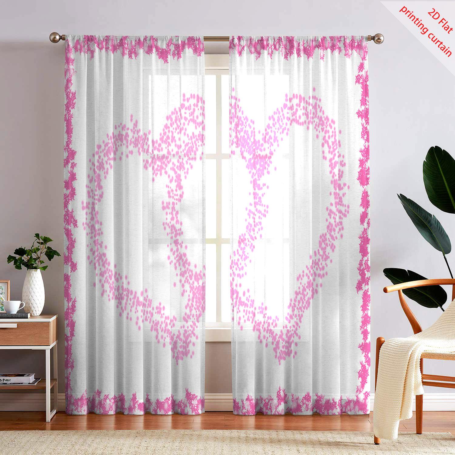 Hartvormig bedrukt transparant - Curtain Sheer Voile recensie en prijs