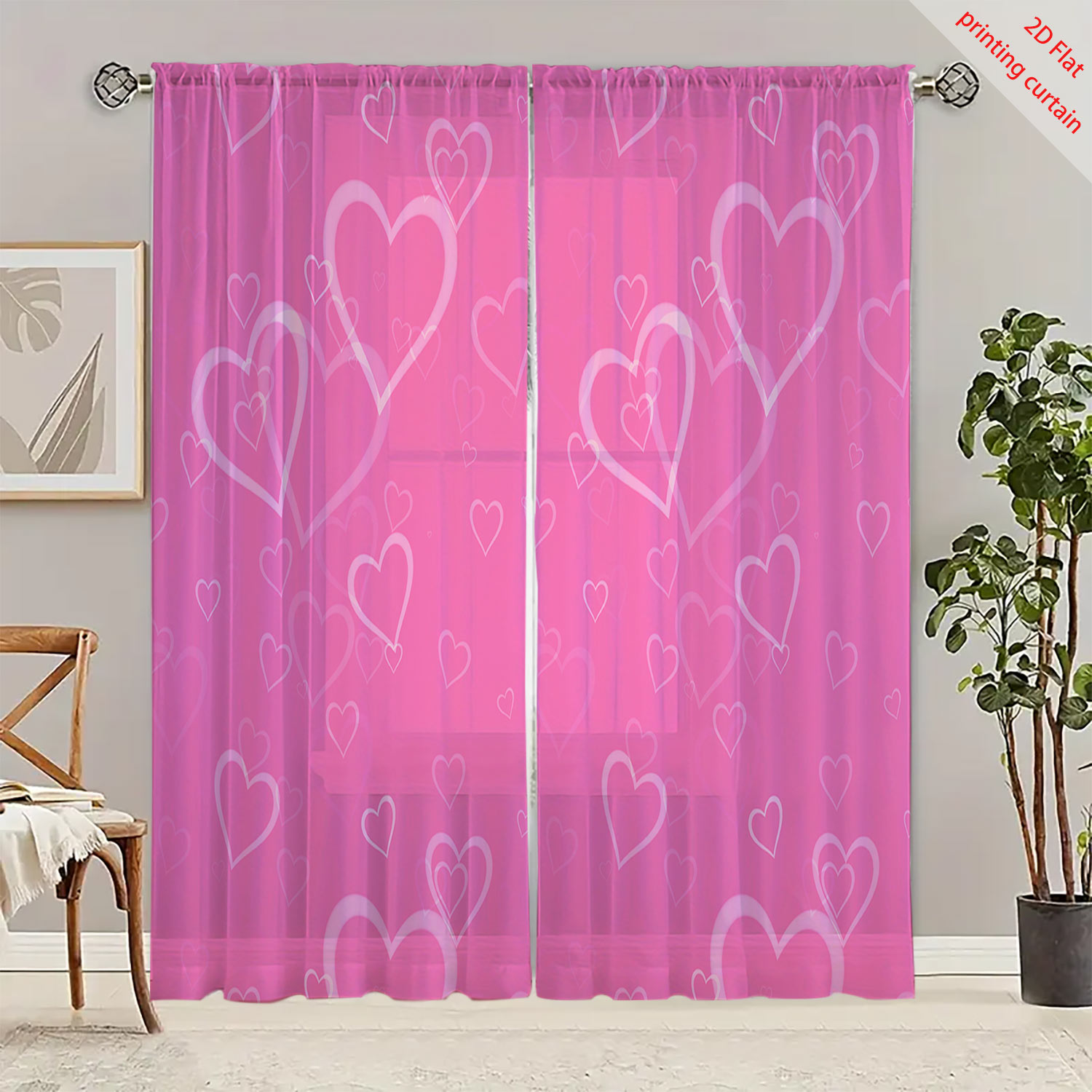Hartvormig bedrukt transparant - Curtain Sheer Voile recensie en prijs