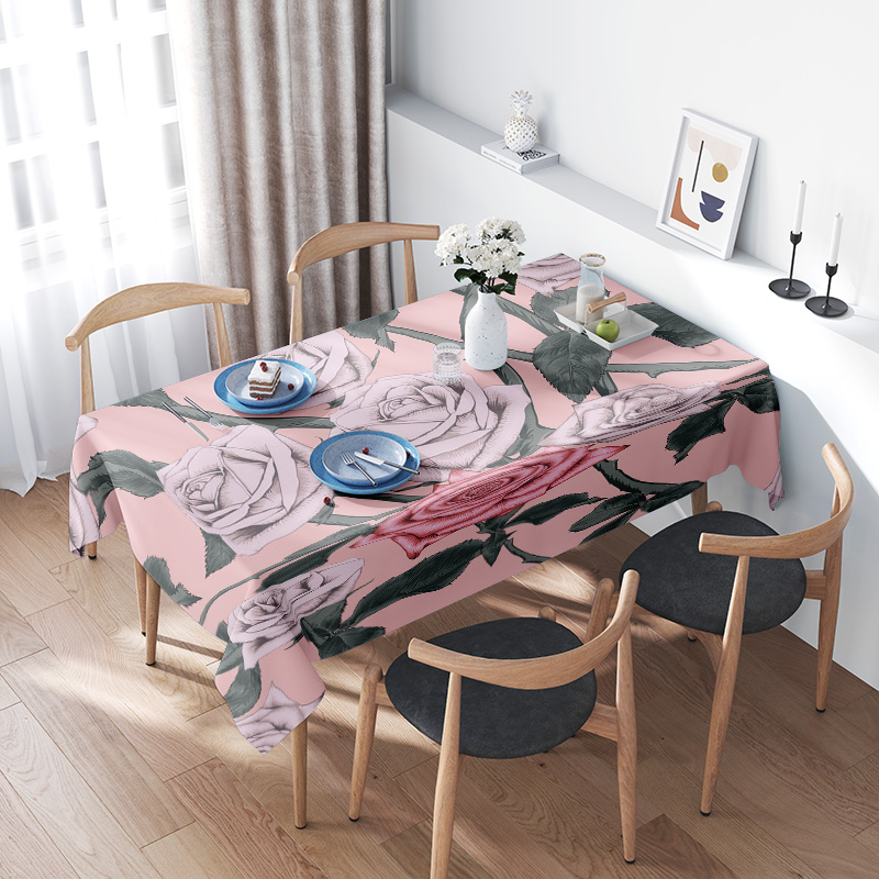 Roze bloementafelkleed met roz - Home Textiles Com recensie en prijs