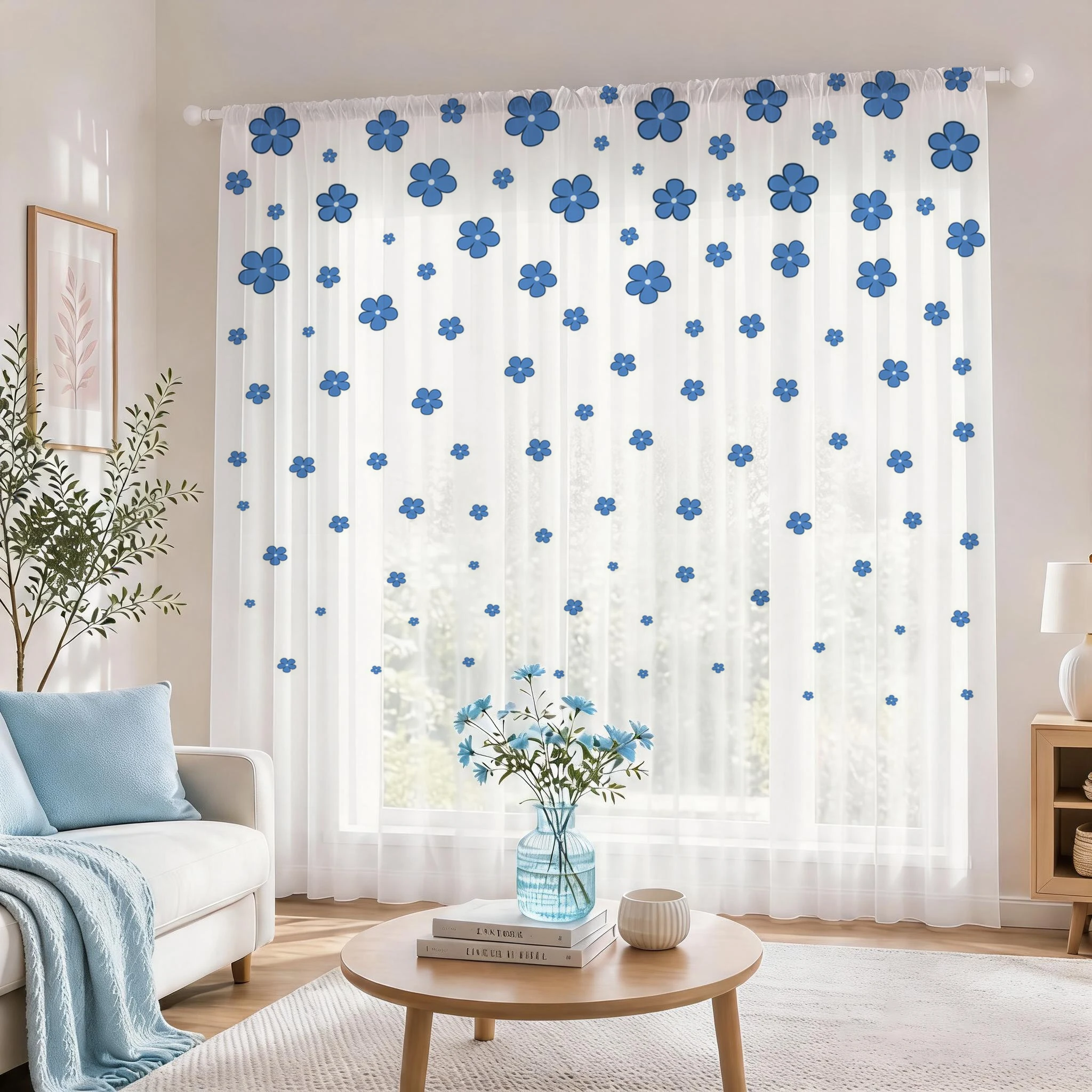 Lichtblauw modern verloopkleur - Curtain Sheer Voile recensie en prijs
