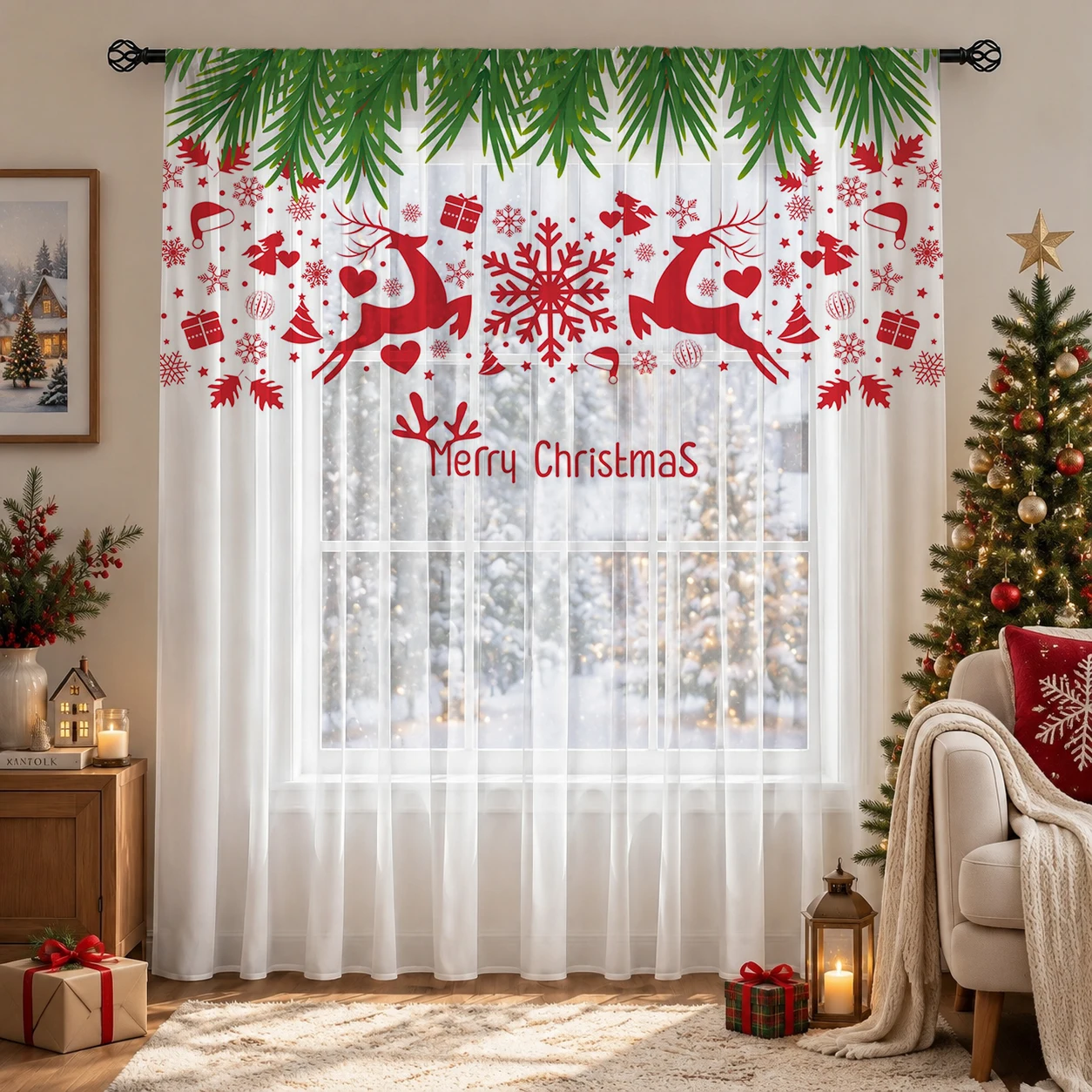 Kerstgradiënt transparant gord - Curtain Sheer Voile recensie en prijs
