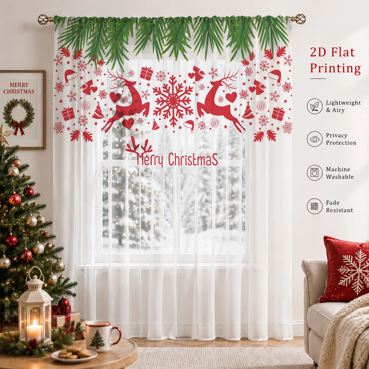 Kerstgradiënt transparant gord - Curtain Sheer Voile recensie en prijs