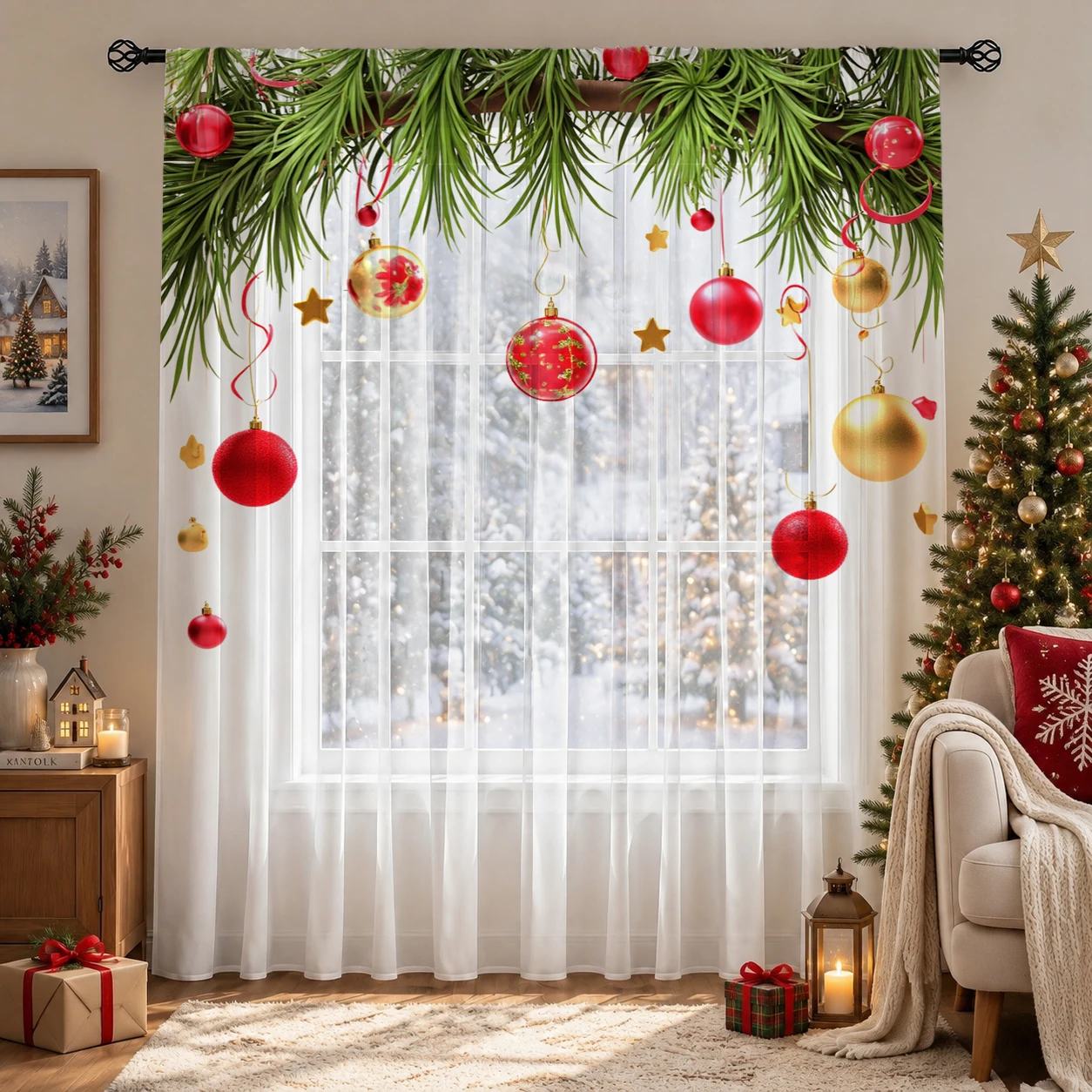 Kerstgradiënt transparant gord - Curtain Sheer Voile recensie en prijs