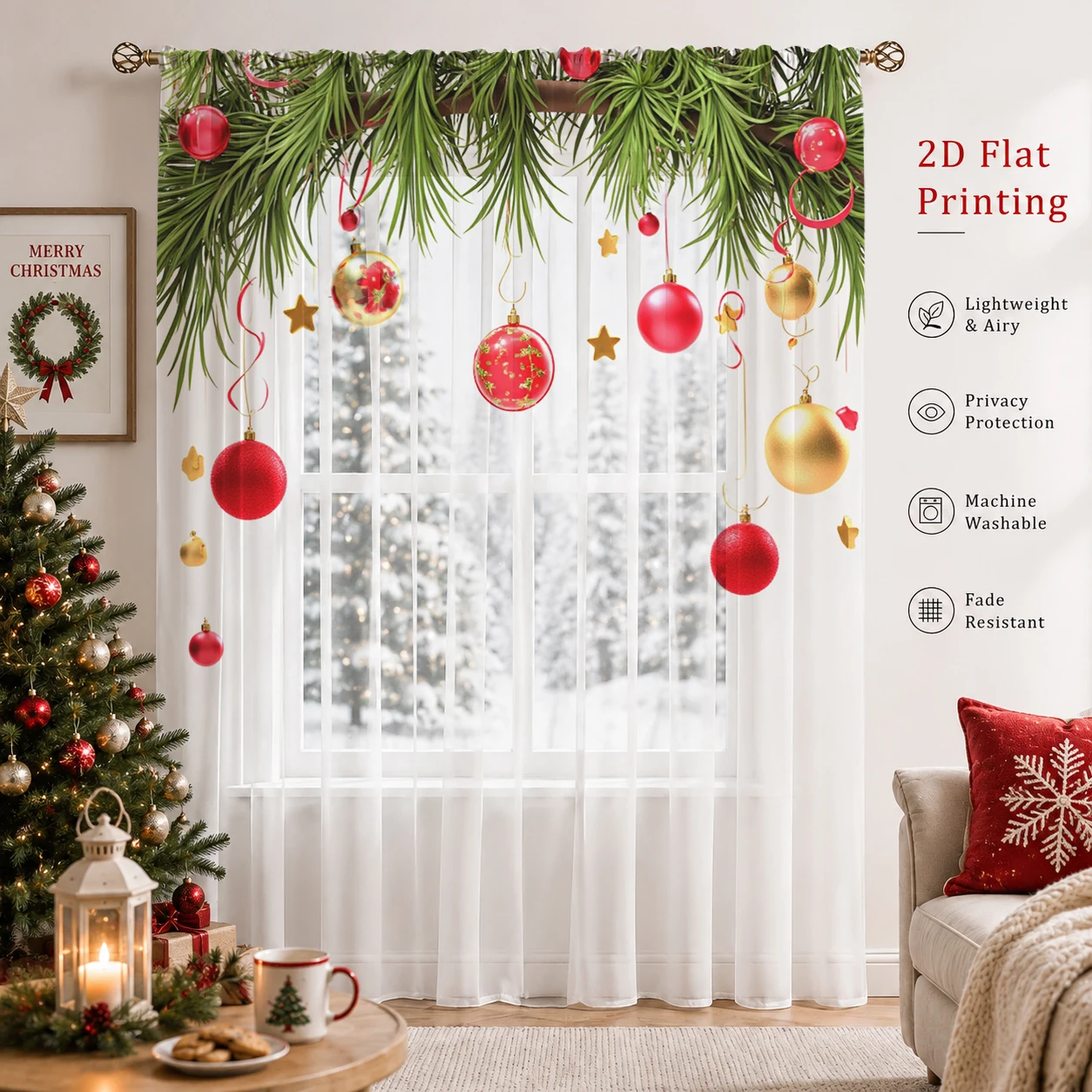Kerstgradiënt transparant gord - Curtain Sheer Voile recensie en prijs
