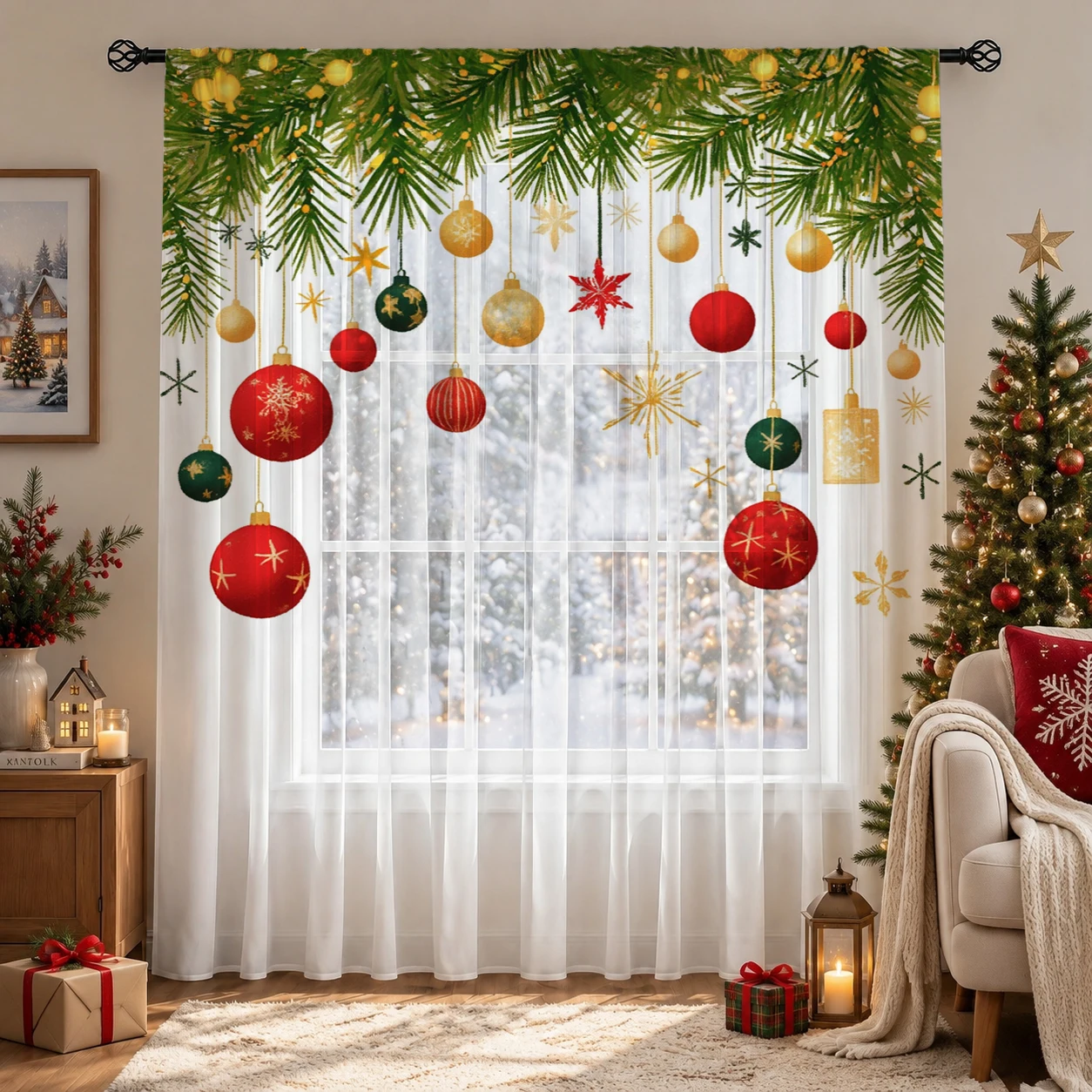 Kerstgradiënt transparant gord - Curtain Sheer Voile recensie en prijs