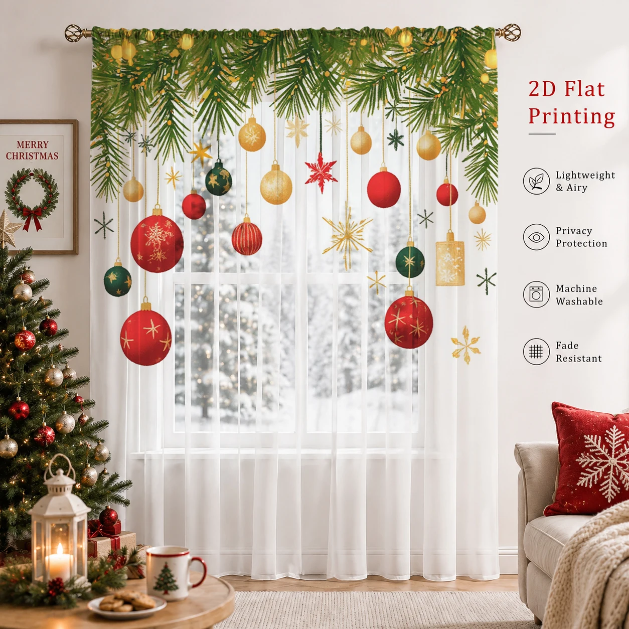 Kerstgradiënt transparant gord - Curtain Sheer Voile recensie en prijs