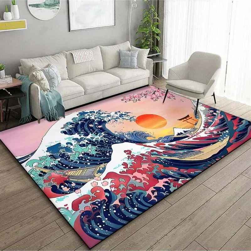 Japanse kunst Kanagawa golven  - Japanese Home Textiles recensie en prijs
