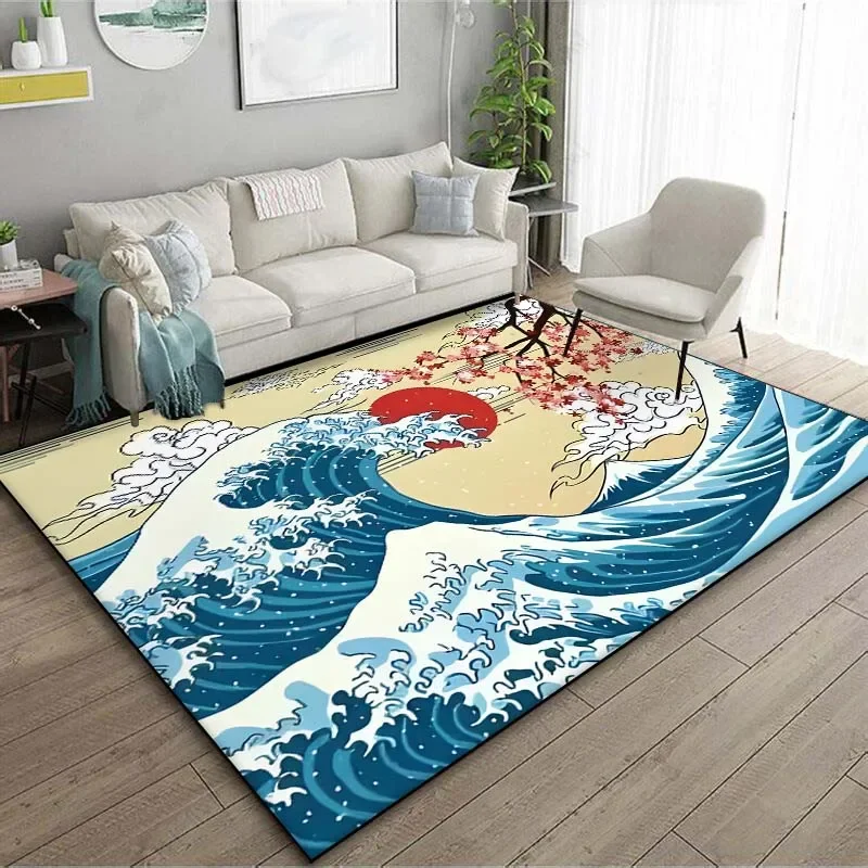Japanse kunst Kanagawa golven  - Japanese Home Textiles recensie en prijs